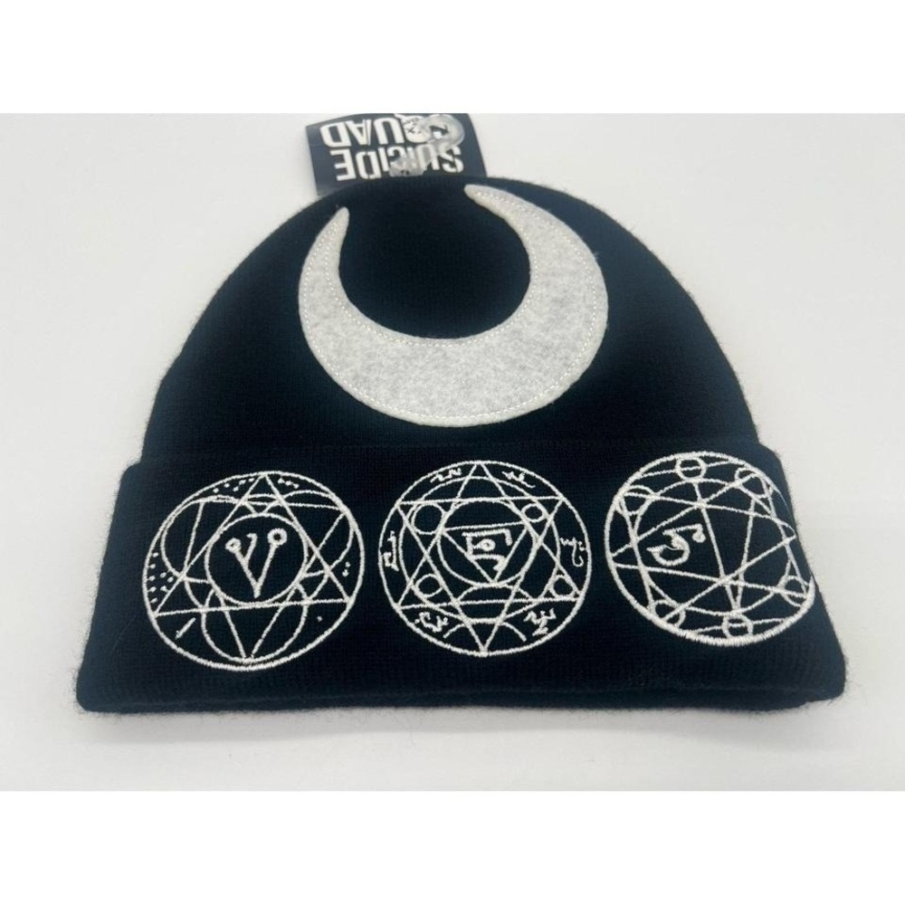 Suicide Squad Enchantress Beanie DC Comics Black Moon Alchemical Symbols Hat NWT